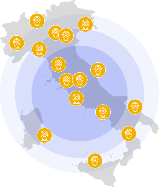 mappa italia con icone location eventi